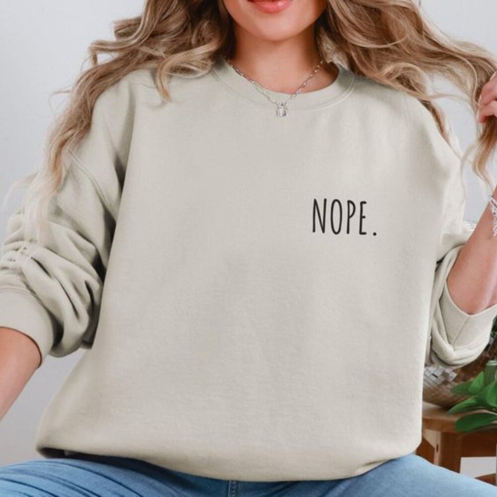Nope Sweatshirt | Comfortable & Stylish Sand-Colored Casual Wear